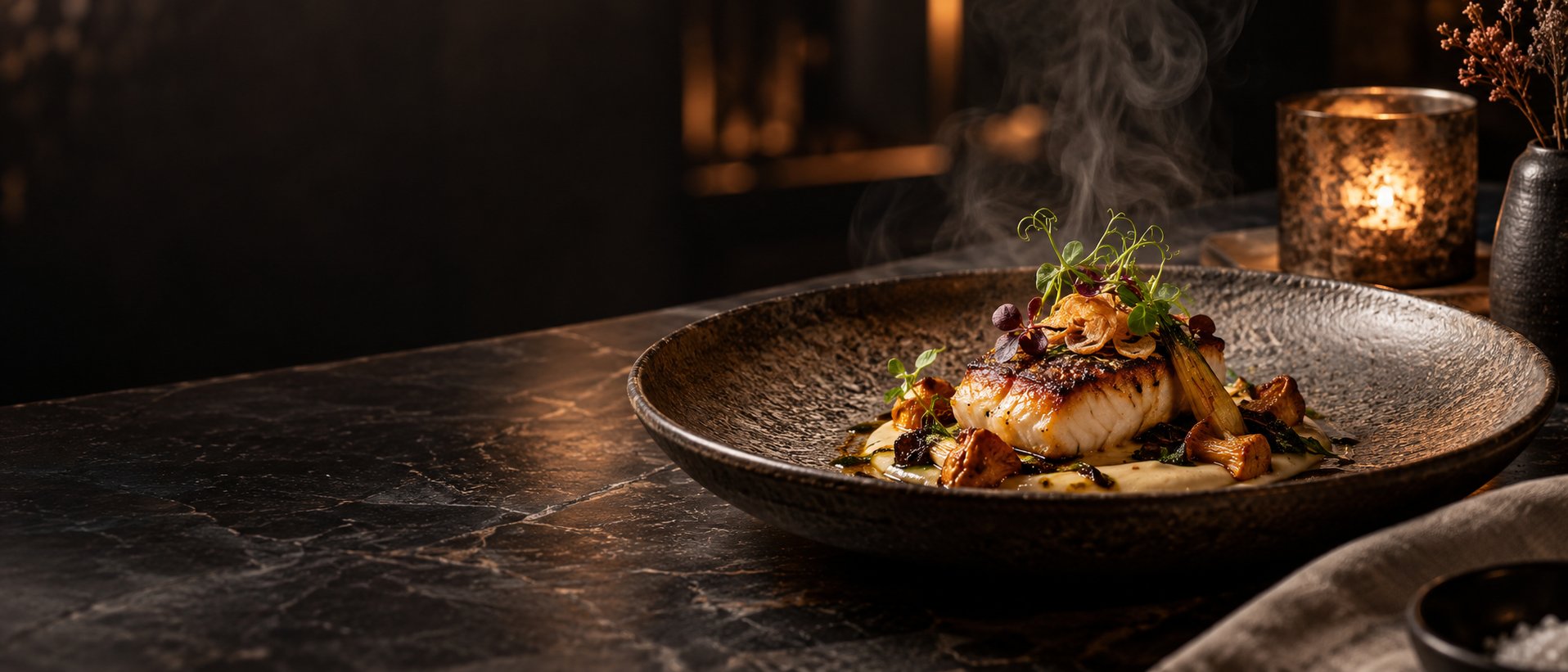 Fine-Dining-Gericht als Vorschau für Ember & Oak